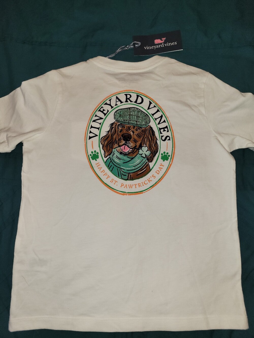 Vineyard Vines White 'Happy St. Pawtrick's Day' Dog Graphic Tee